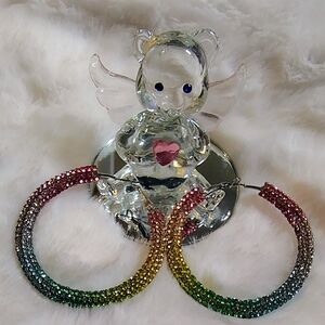 Multicolor Crystal Hoop Earrings